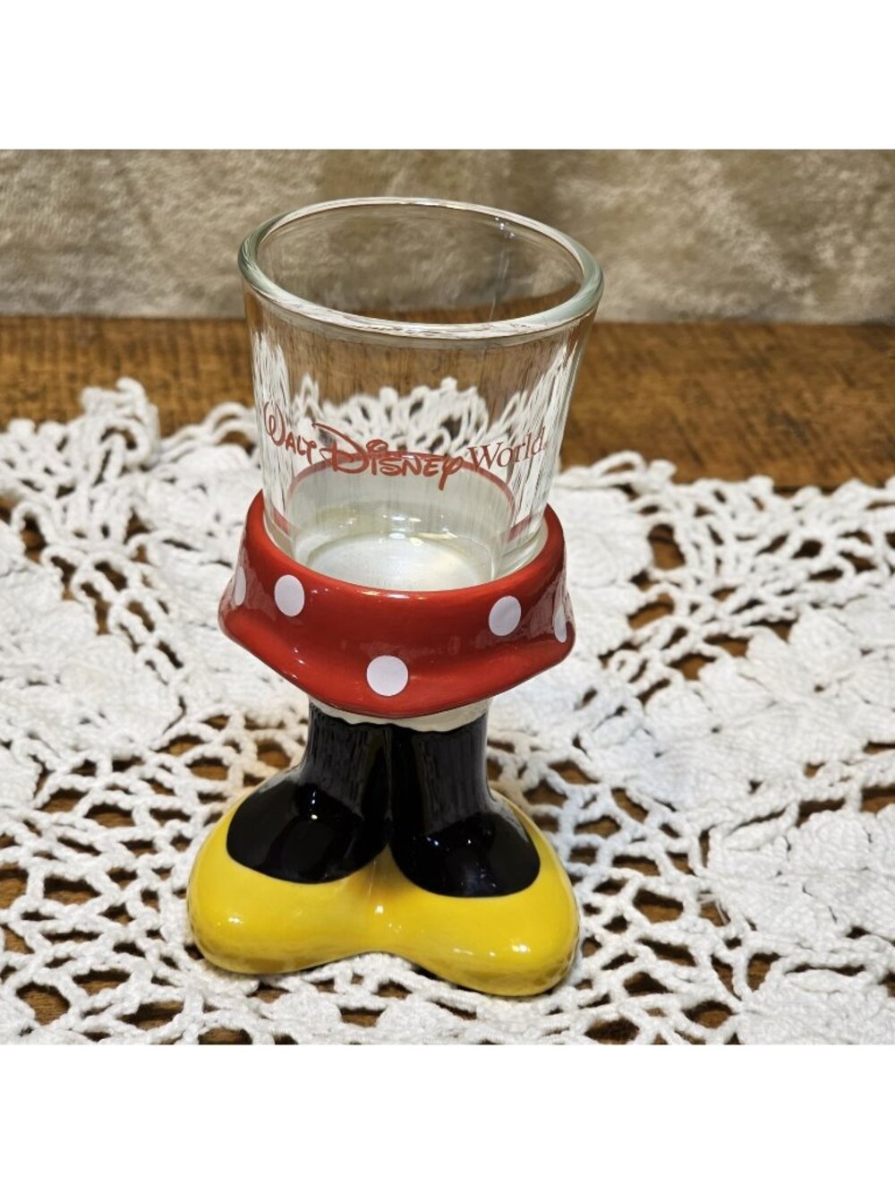 WDW Walt Disney World Minnie Mouse Shot Glass Vtg Feet Legs & Skirt